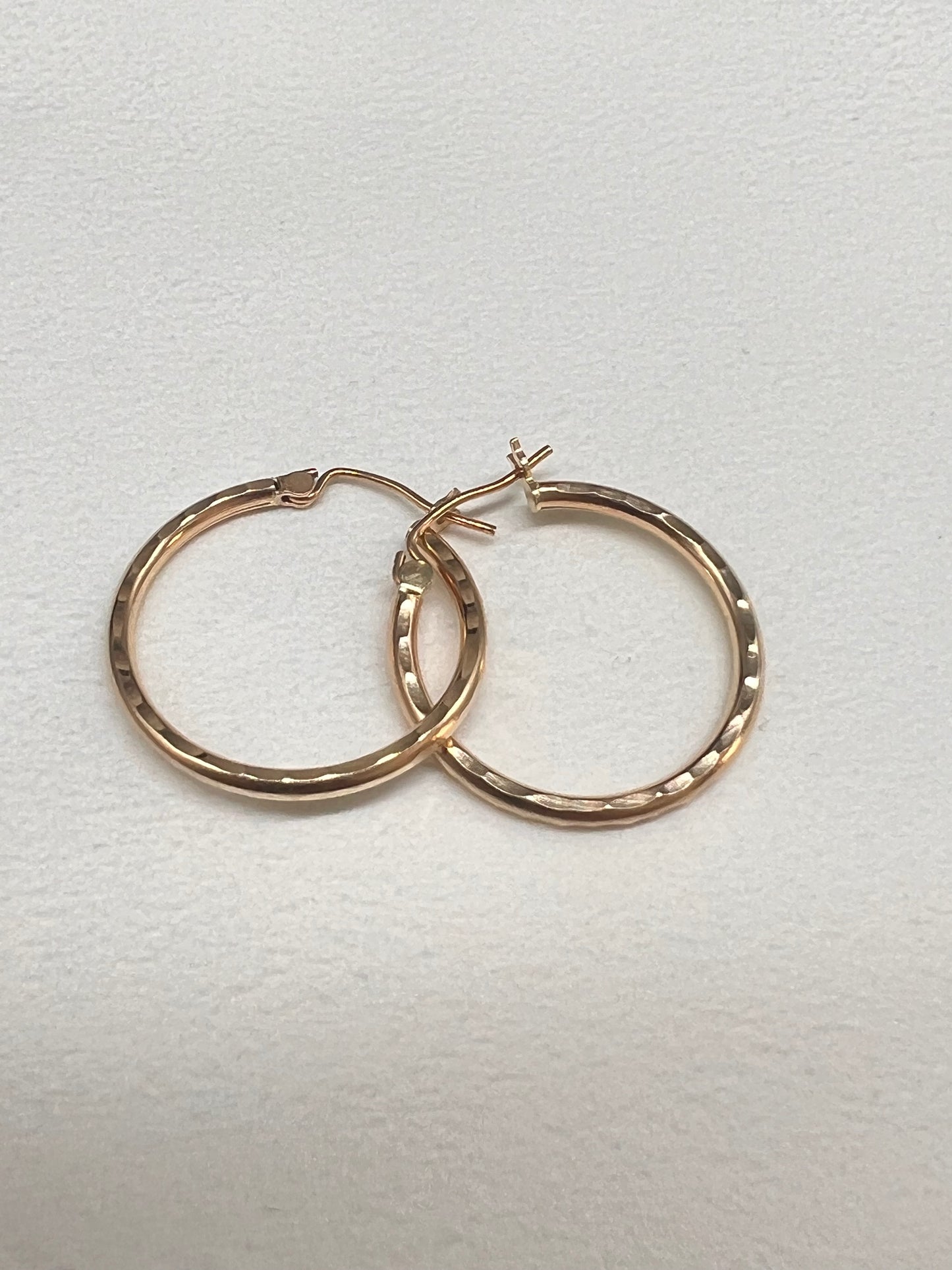 14k real gold diamond cut hoops