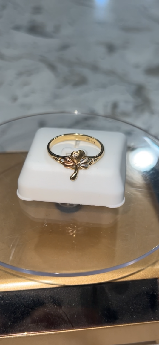 14k real gold clover ring