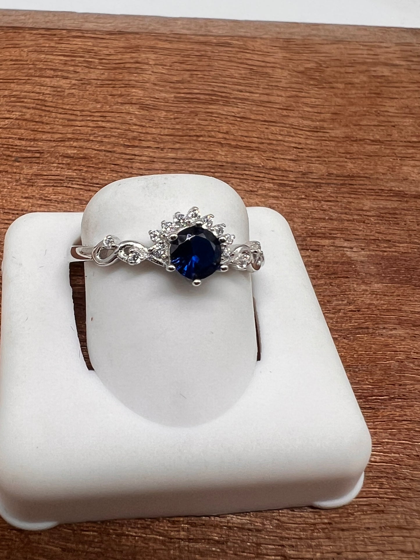 Real silver sapphire ring