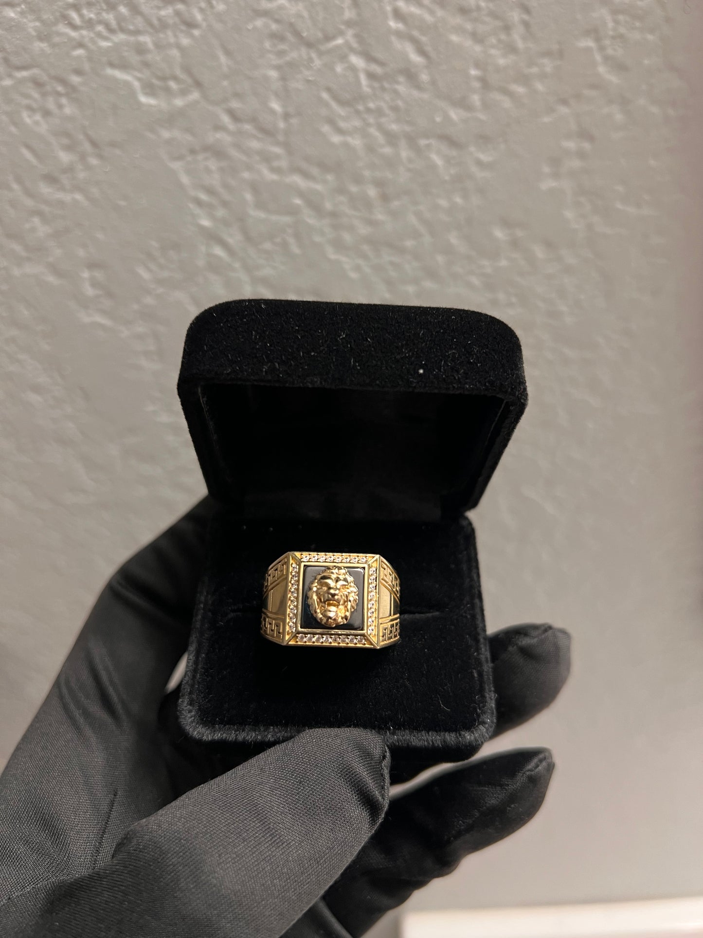 Lion ring w Versace sides 14k real gold