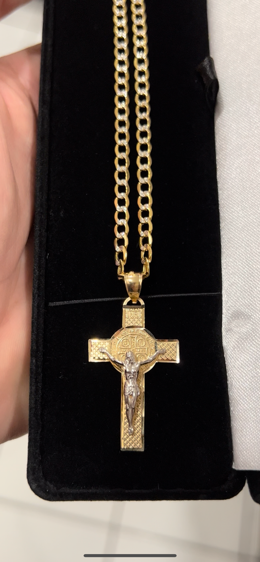 14k real gold cross chainset