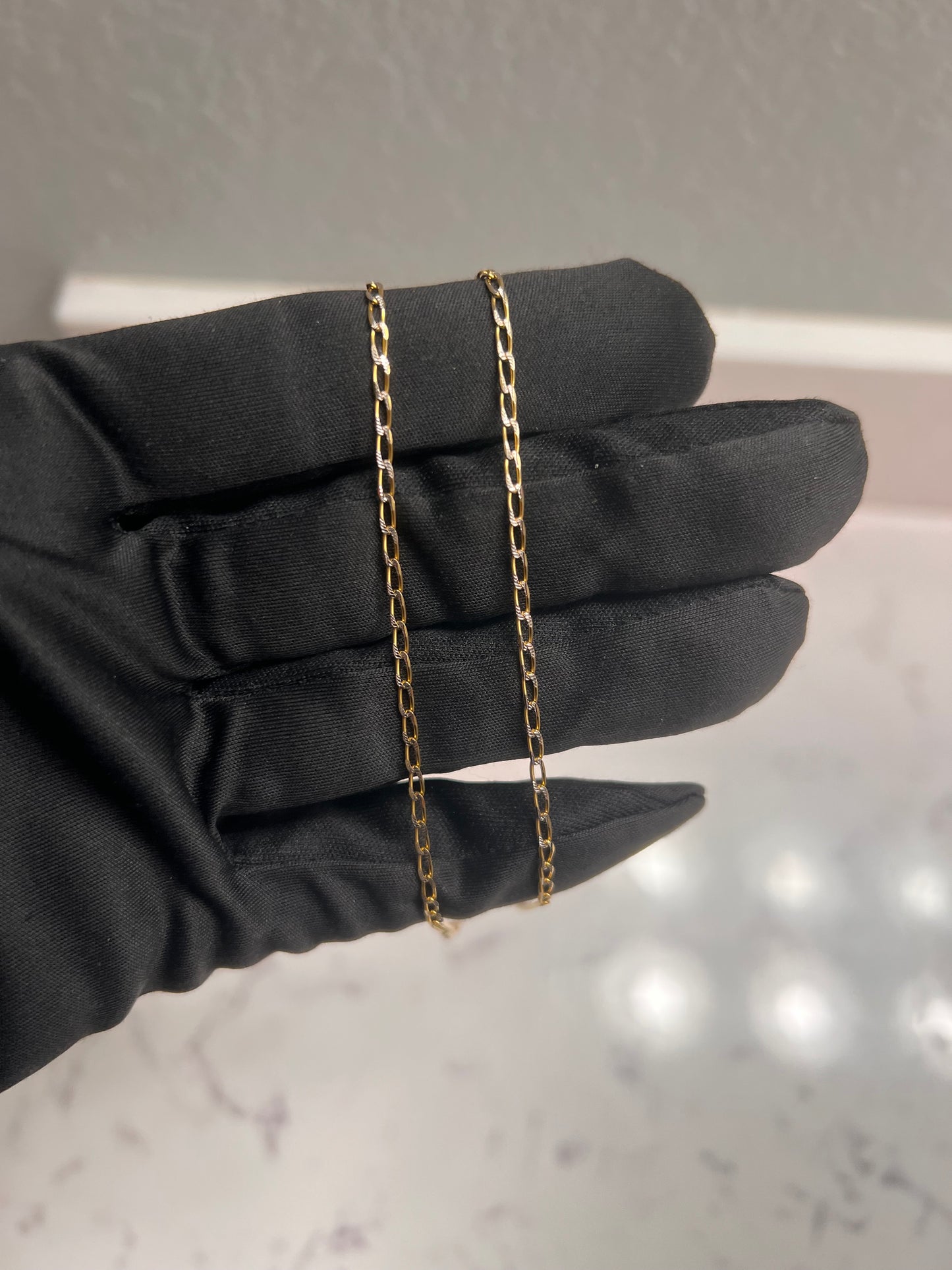 14k real gold solid unique link chain