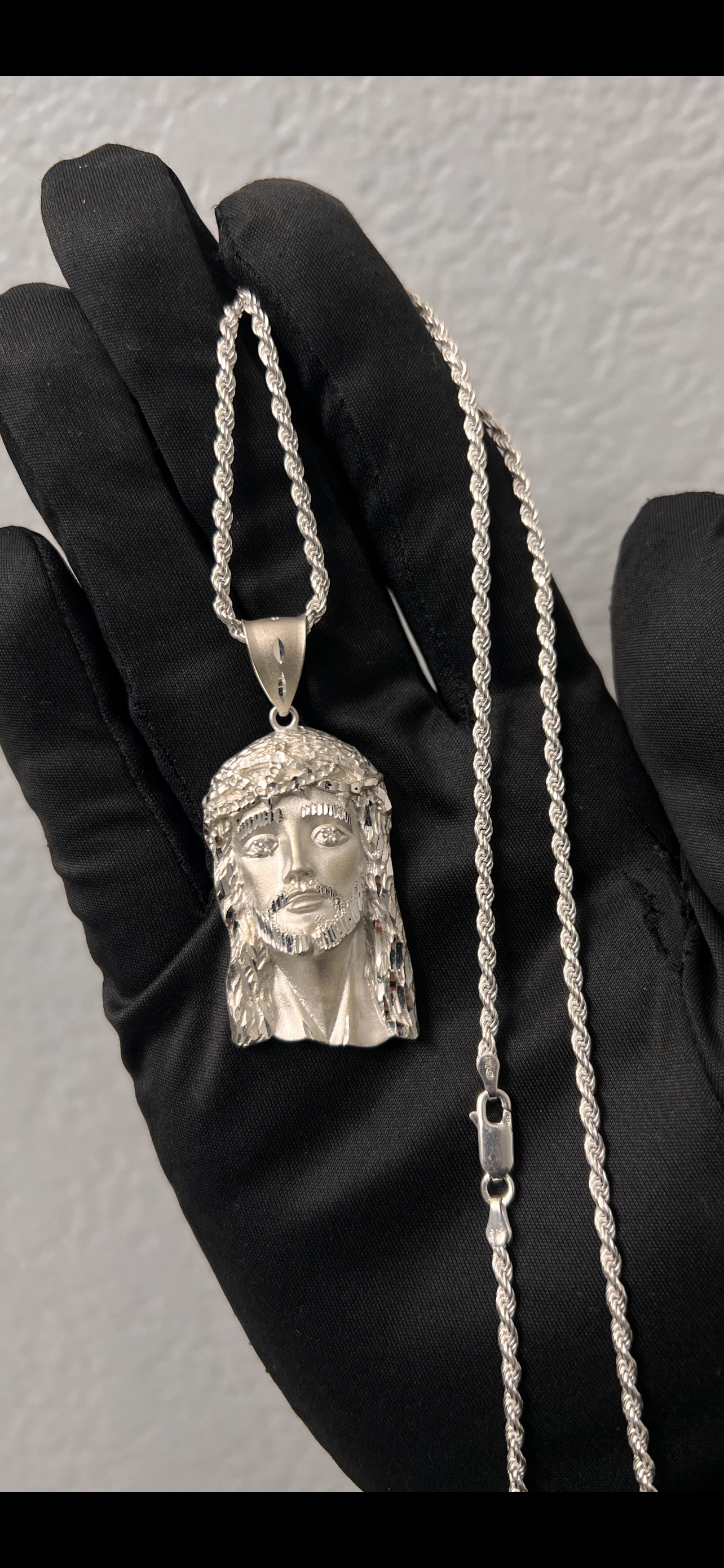 Real silver Jesus chainset