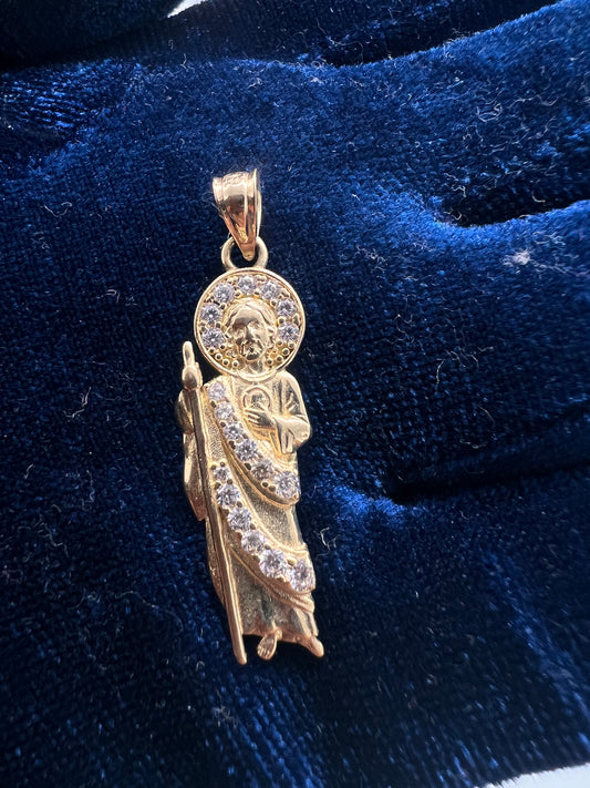 Mini San Judas 14k gold pendant