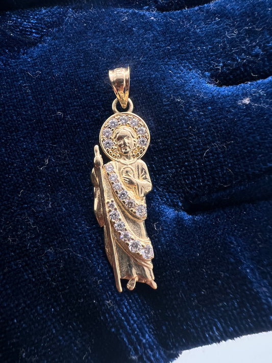 Mini San Judas 14k gold pendant