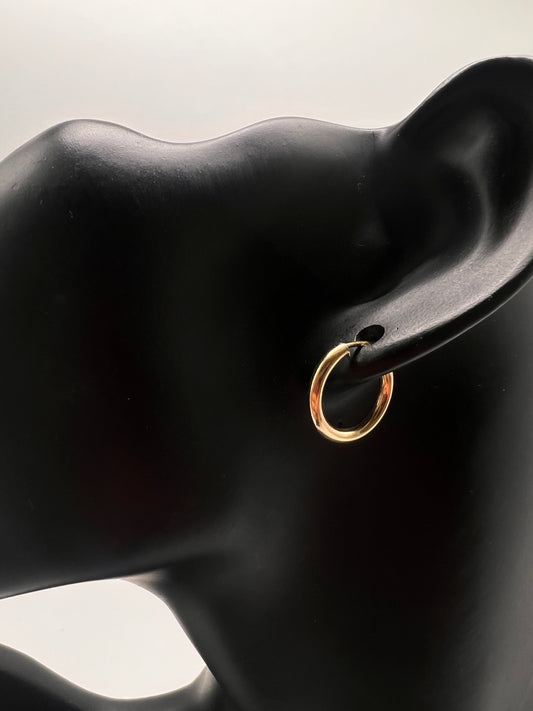 14k gold round small plain hoops