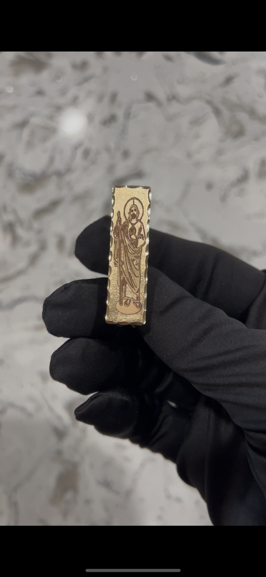 14k real gold 2 Finger ring with San Judas