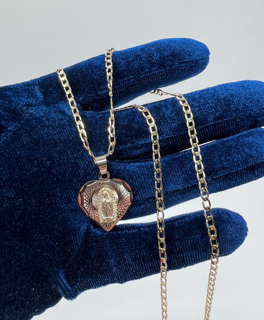 Virgen Mary Tri Color Medium Heart Style