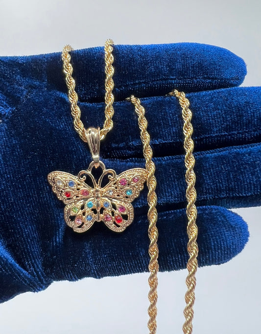 Multi Color Stone Butterfly