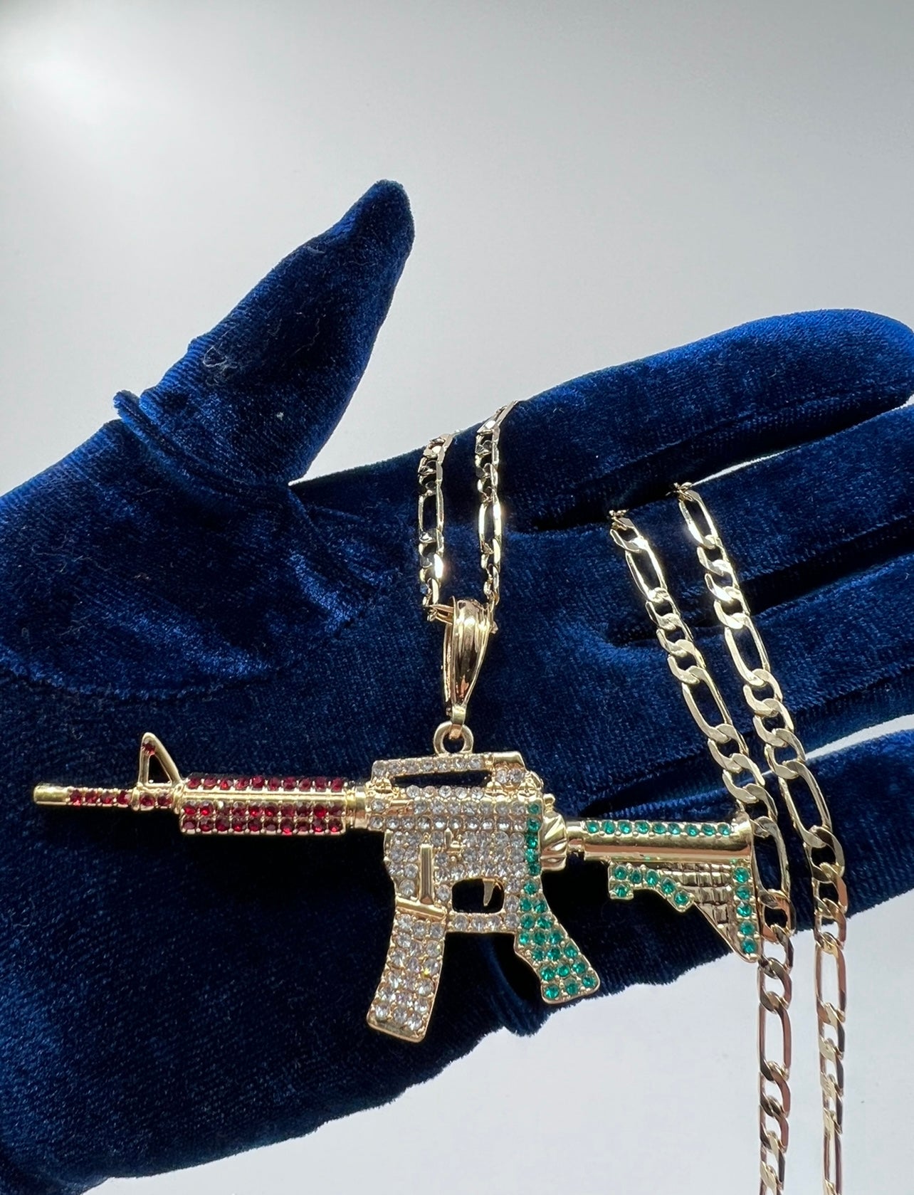 Iced Out Mexican Flag Pendant - Gold