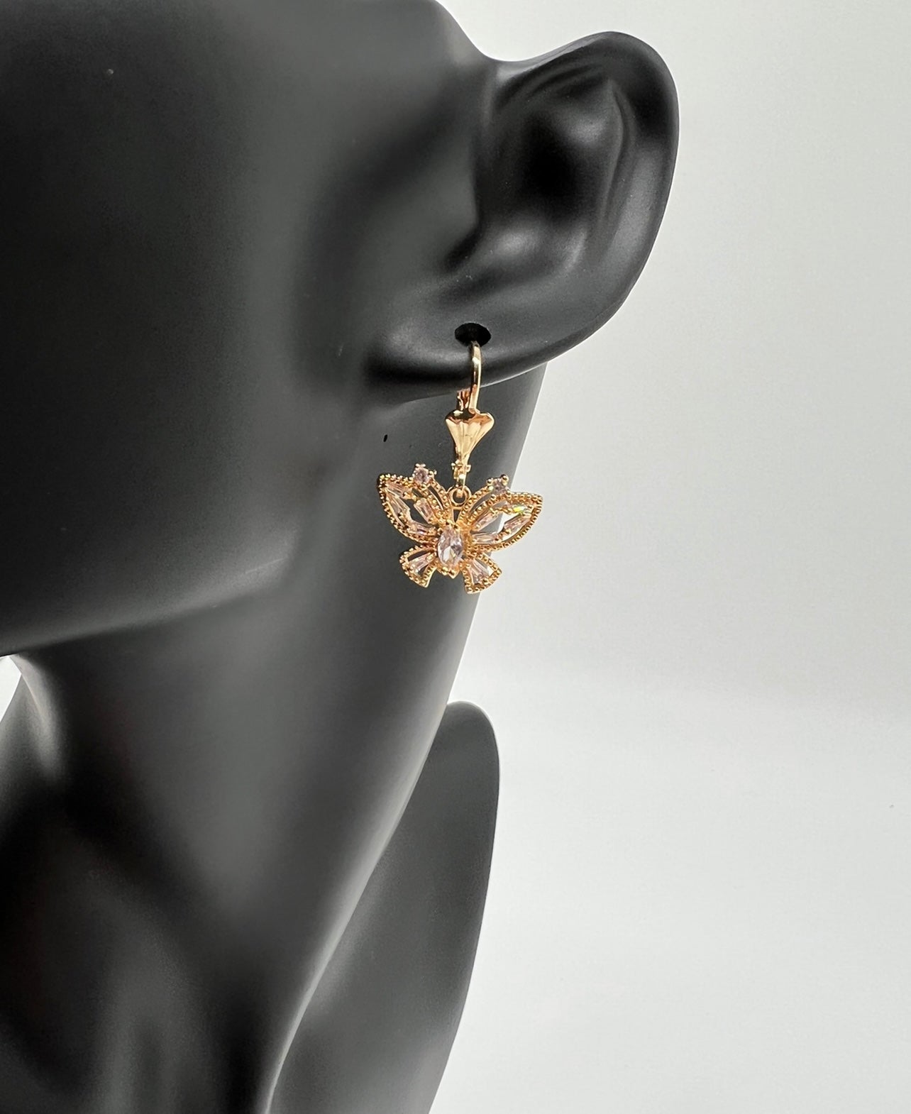 Matching Chain and Earrings Emerald Butterfly