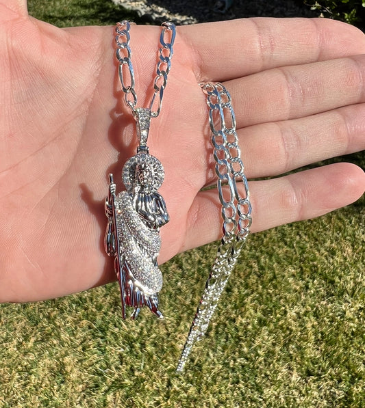 San Judas White Robe .925 Real Silver