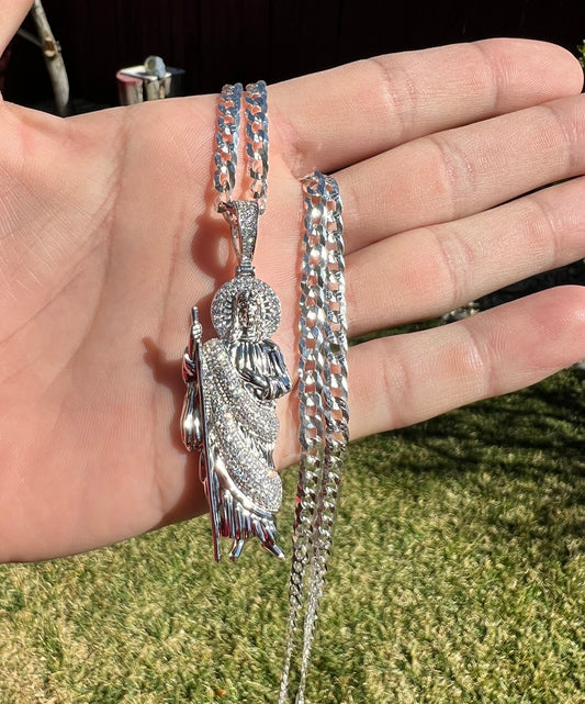 San Judas White Robe .925 Real Silver