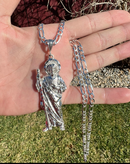 Plain Jane Diamond Cut San Judas Real .925 Silver