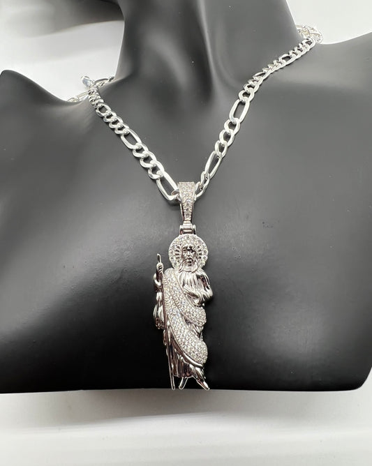 San Judas white Robe .925 Real Silver Smaller Size