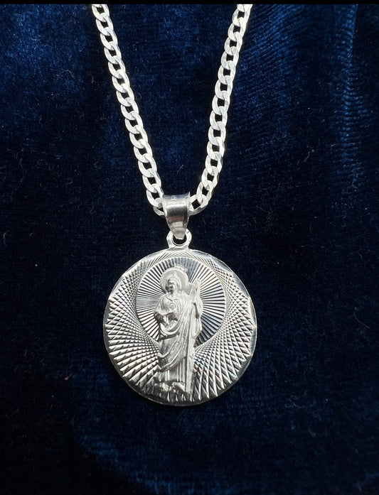 Double sided Virgen/San Judas Small Medalla .925 Real Silver