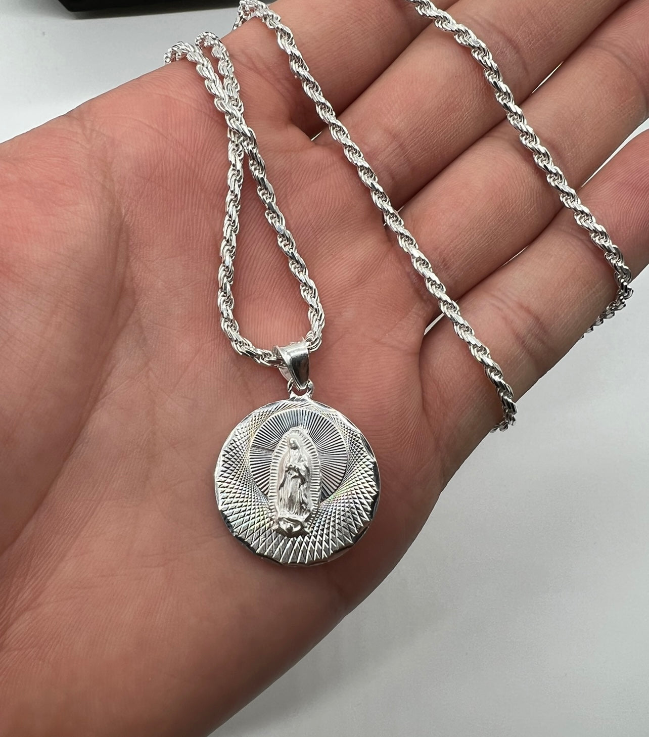 Double sided Virgen/San Judas Small Medalla .925 Real Silver