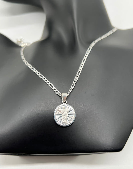 Mini Double sided San Judas/Virgen Mary .925 Real Silver