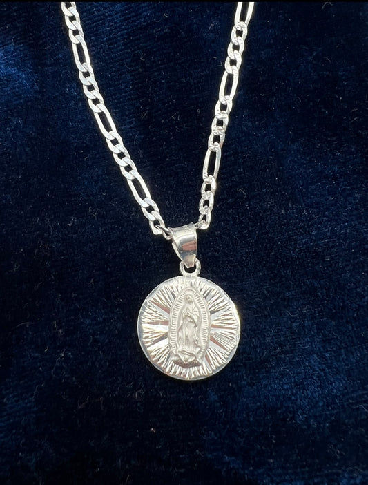 Mini Double sided San Judas/Virgen Mary .925 Real Silver