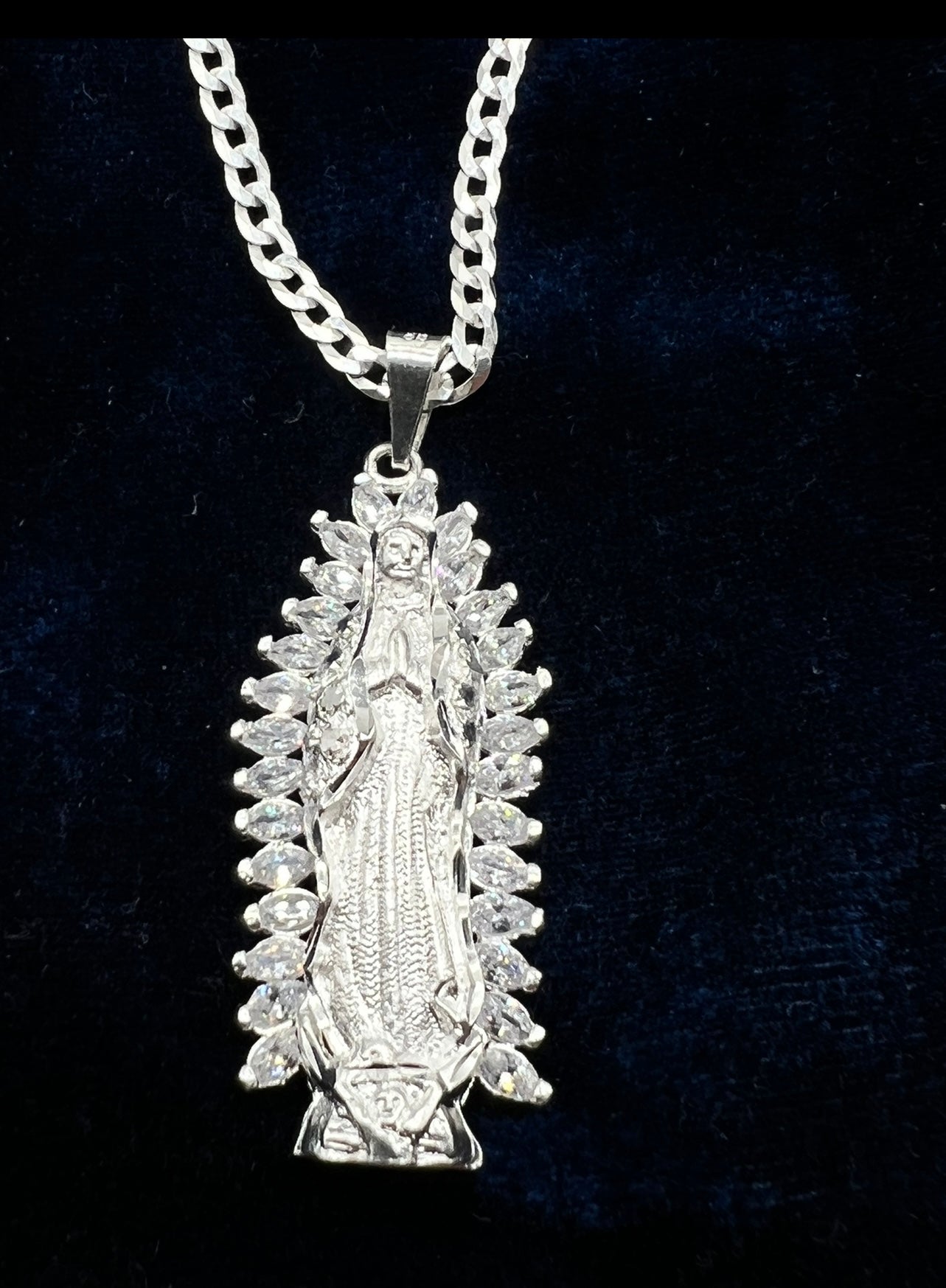 Virgen Mary White Crown  .925 Real SIlver