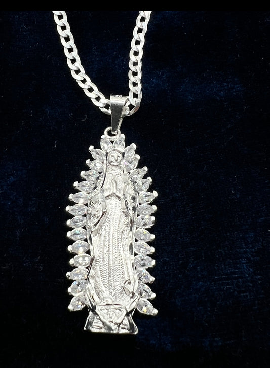 Virgen Mary White Crown .925 Real SIlver