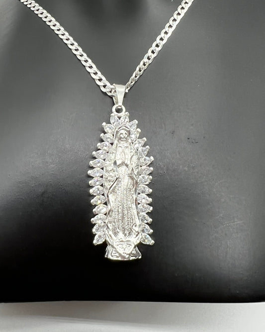 Virgen Mary White Crown .925 Real SIlver