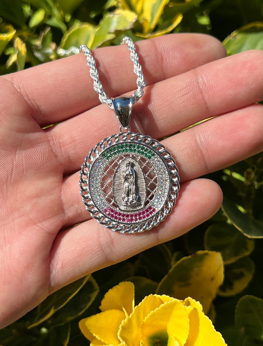 Virgencita Circular cuban Bezel Medalla .925 Real Silver