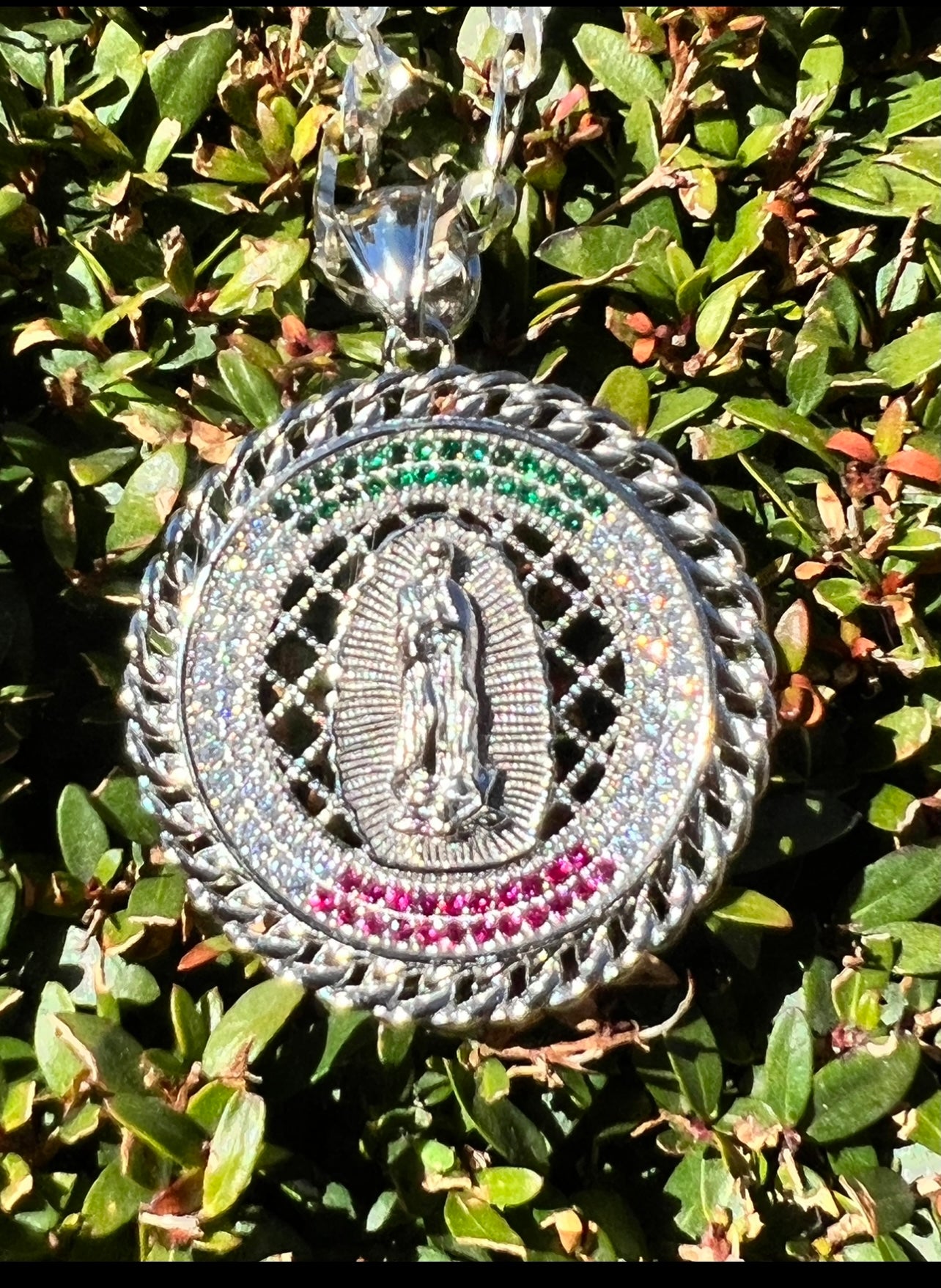 Virgencita Circular cuban Bezel Medalla .925 Real Silver