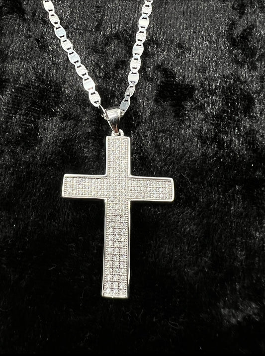 Small Flooded Cross, .925 Real Silver