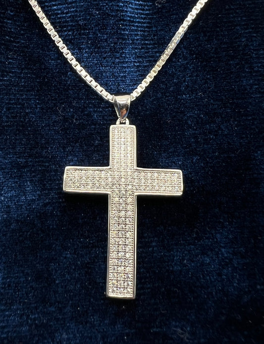 Small Flooded Cross, .925 Real Silver