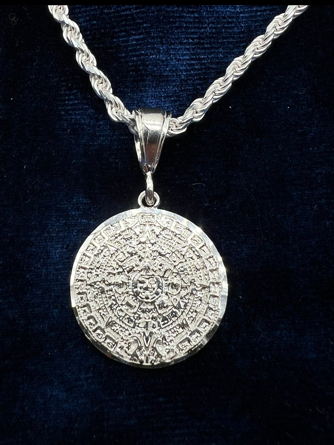 Aztec Calendar Small, .925 Real Silver