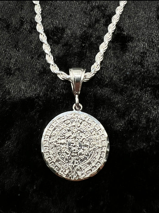 Aztec Calendar Small, .925 Real Silver