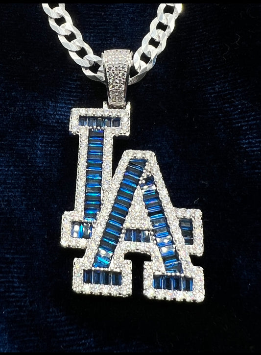 Blue Custom L.A with Baguettes, .925 Real Silver