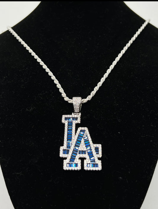 Blue Custom L.A with Baguettes, .925 Real Silver