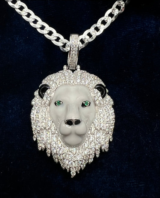 Custom Silver Enamel King of the Jungle, Real .925 Silver