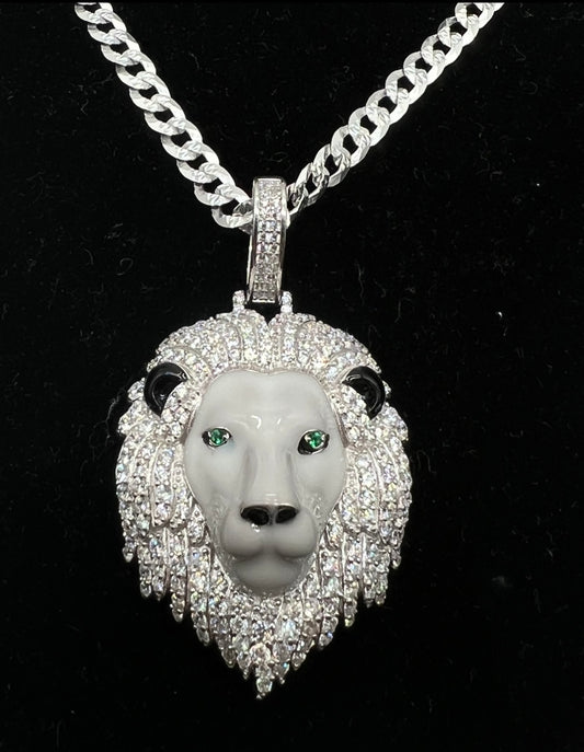 Custom Silver Enamel King of the Jungle, Real .925 Silver