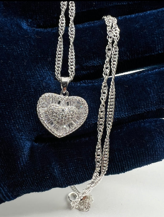 Small Baguette heart, .925 Real Silver