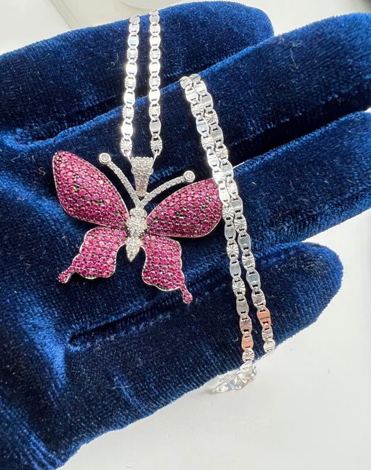 Ruby Butterfly, .925 Real Silver