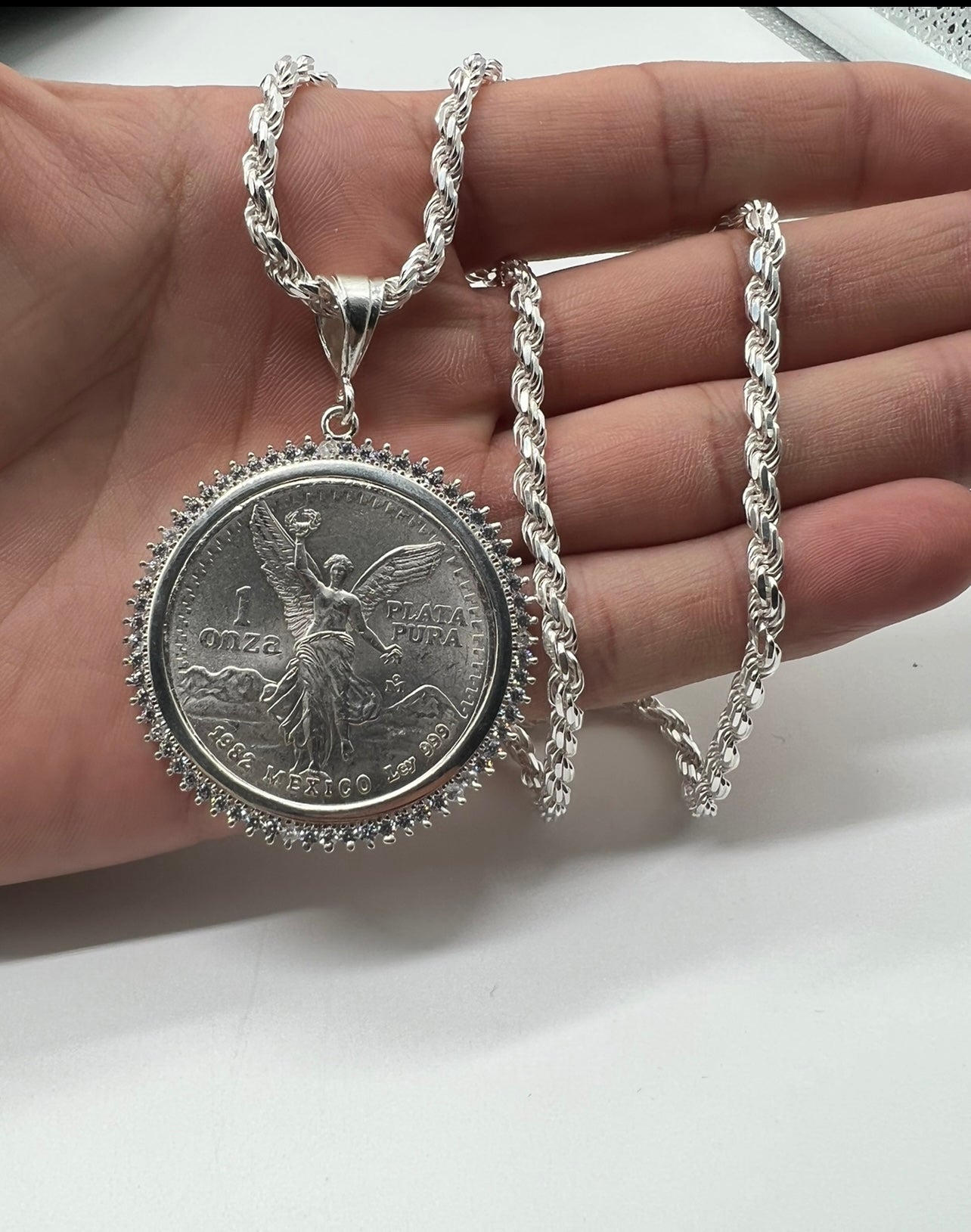 Flooded Bezel Centenario Real Silver, .925 Real Silver