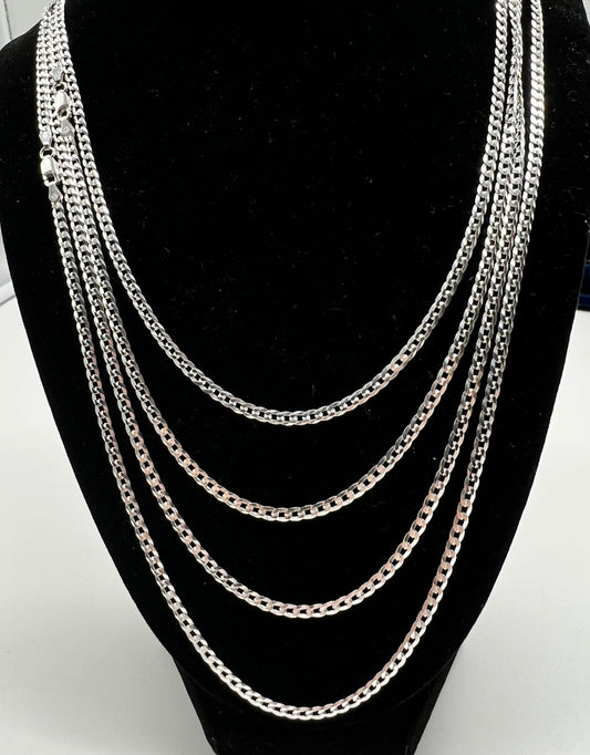 3mm Cuban Chains, Real .925 Italy Silver