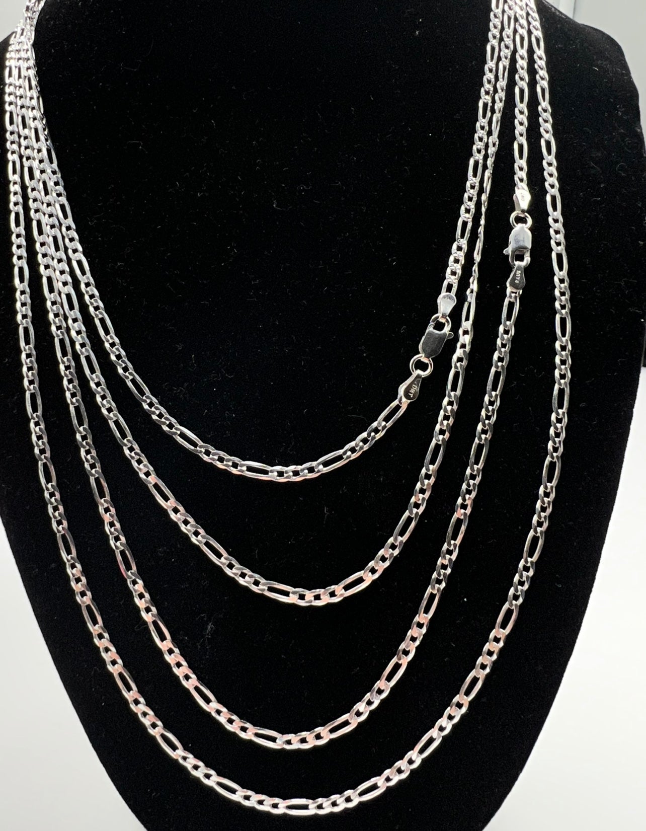 3mm Figaro Chains, .925 Real Silver