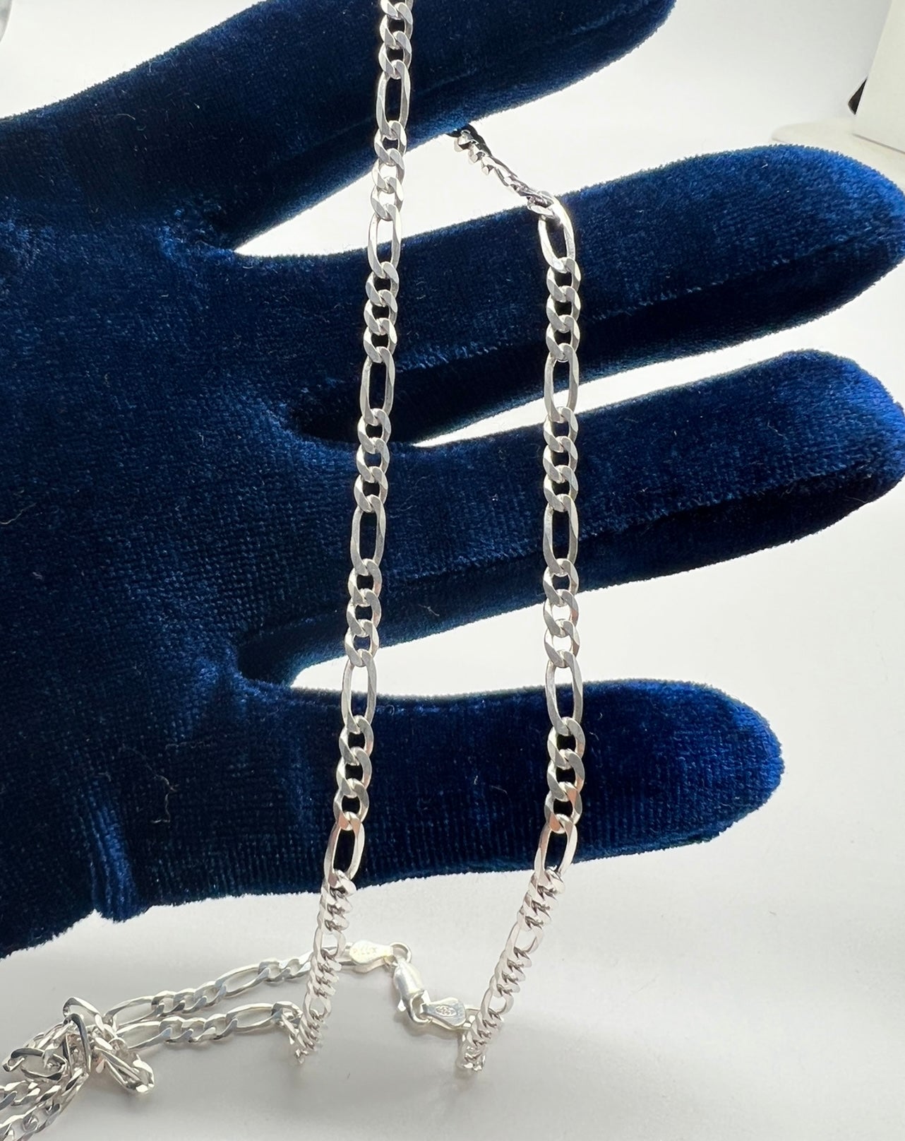 3.5mm Figaro Chains, .925 Real Silver