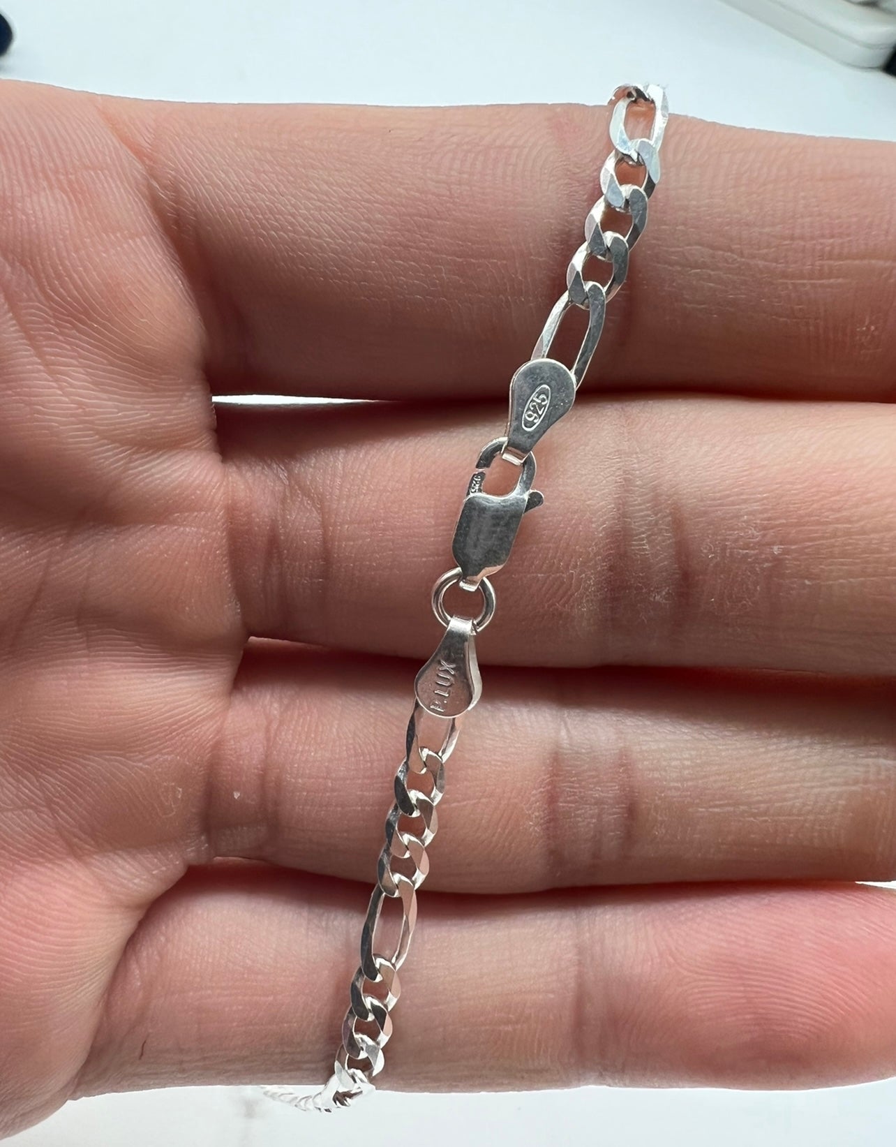 3.5mm Figaro Chains, .925 Real Silver