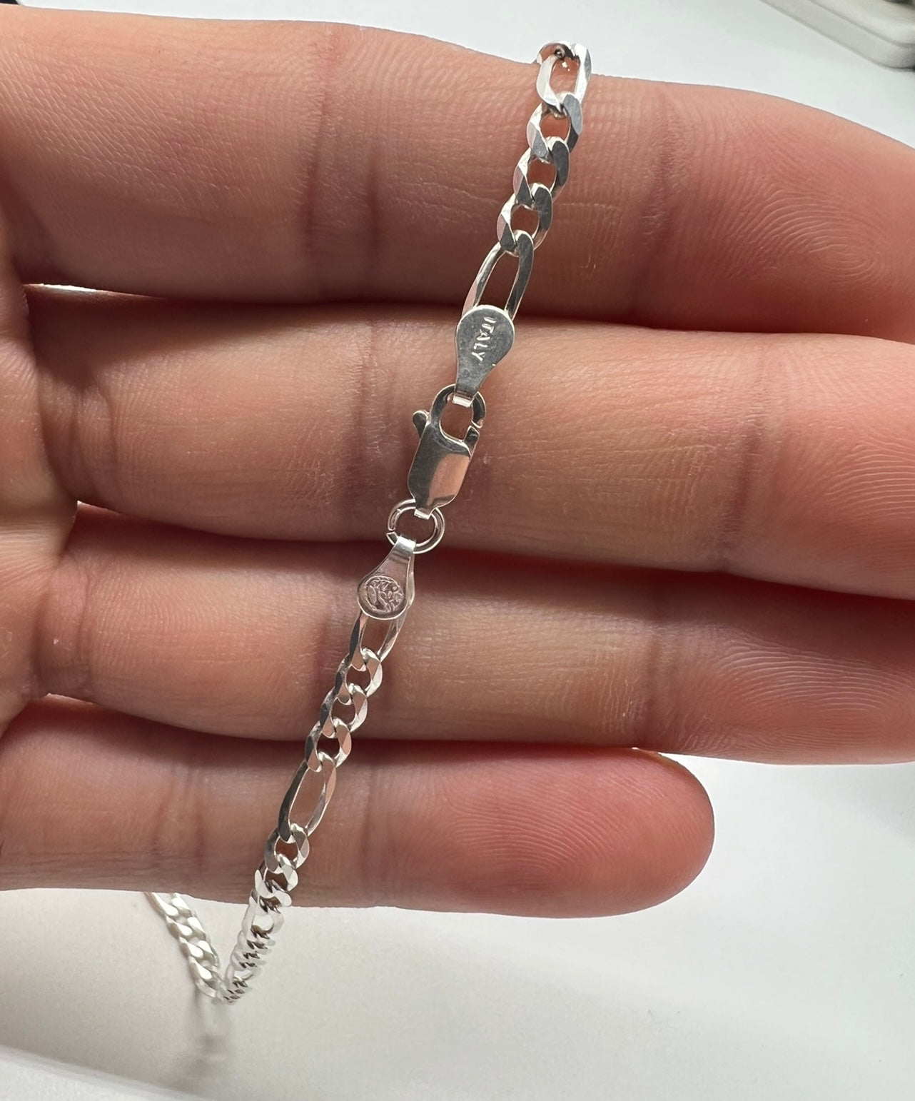 3.5mm Figaro Chains, .925 Real Silver