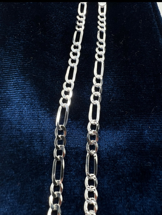 4.5mm Figaro Chains, .925 Real Silver