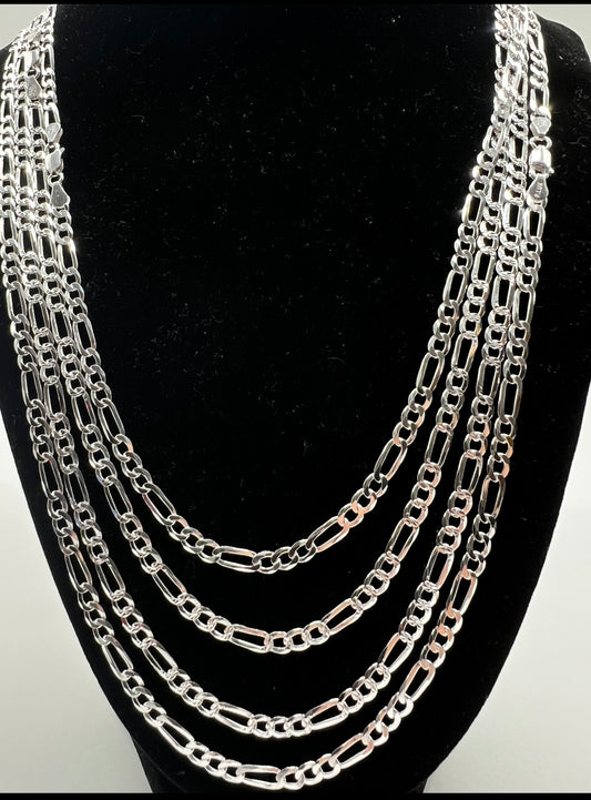 4.5mm Figaro Chains, .925 Real Silver