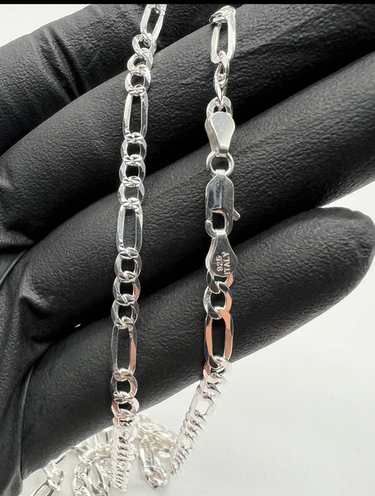 5mm Figaro Chains, .925 Real Silver