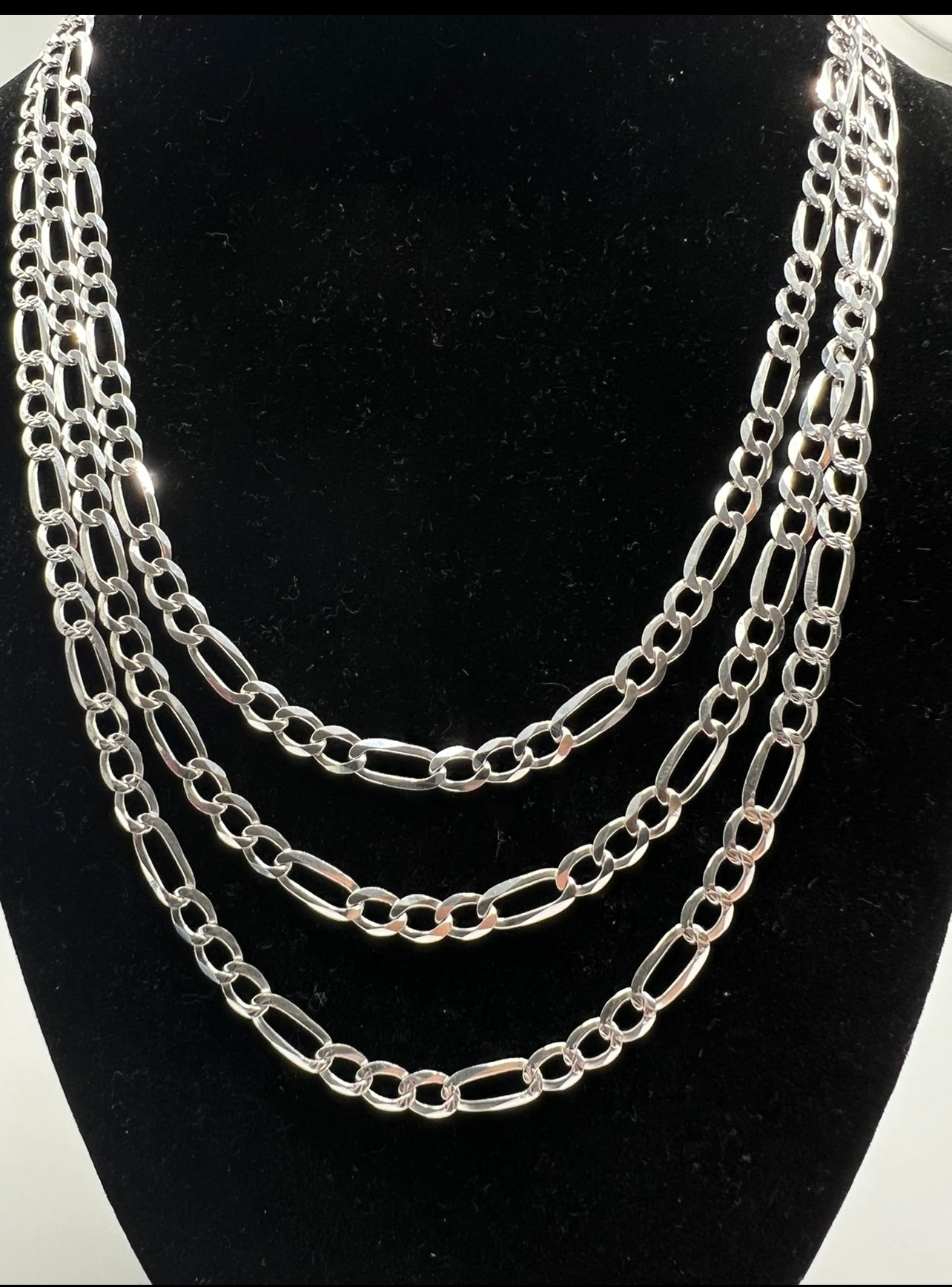 5mm Figaro Chains, .925 Real Silver