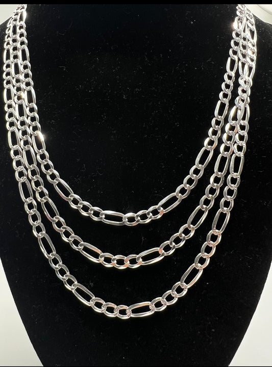 5mm Figaro Chains, .925 Real Silver