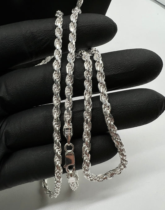5mm Rope Chains, .925 Real Silver